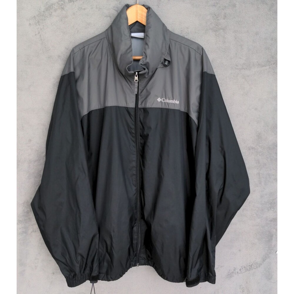 Columbia Glennaker Lake II Rain Jacket Mens XXL Black & Gray Packable Hooded